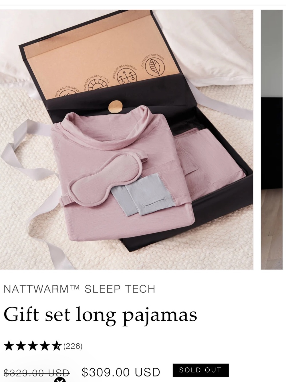 Dagsmejan Nattwarm Sleep Tech gift set in dusty pink melange size small